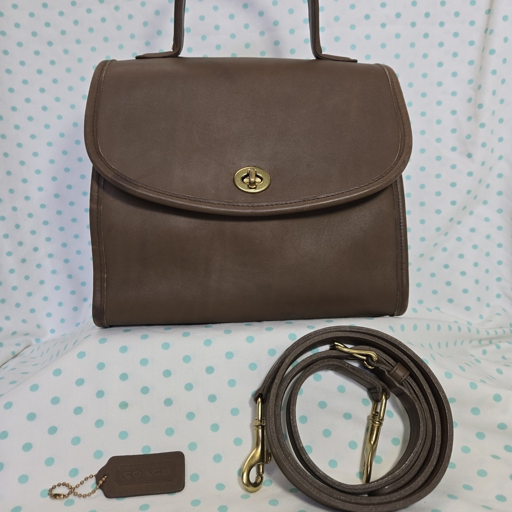 Vtg Coach Manor #9977 Taupe Convertible Top Handle Crossbody Bag Hangtag Rare - Picture 4 of 16